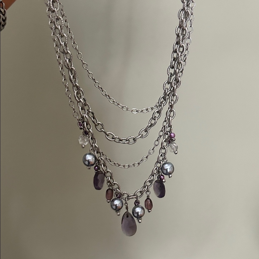 Silver and Purple Layered Necklace